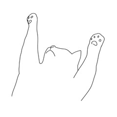 猫の全身イラスト　万歳のポーズで眠る猫
