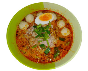 Tom Yum Noodles, a popular food in Thailand that is widely sold and in street food.
