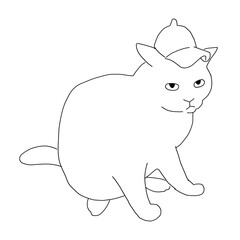猫の全身イラスト　帽子をかぶっている猫