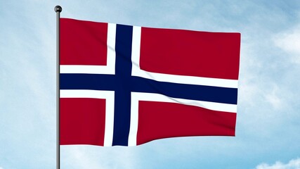 3D Illustration of The flag of Norway is red with an indigo blue Scandinavian cross fimbriated in...