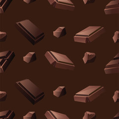 Seamless vector pattern with slices of milk and dark chocolate.