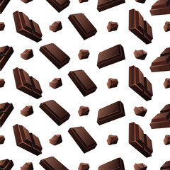 Seamless vector pattern with slices of milk and dark chocolate.