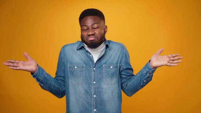 African american businessman gesturing I don't know or can't help