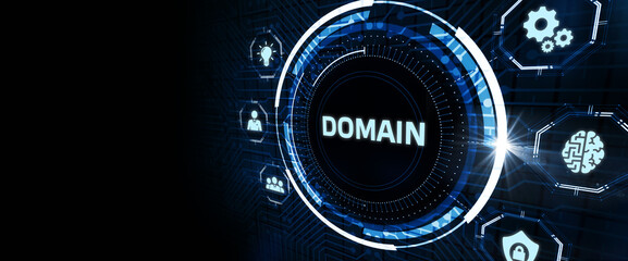 Business, Technology, Internet and network concept.  virtual screen of the future and sees the inscription: Domain