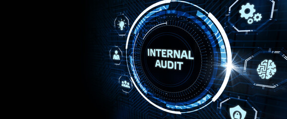 Business, Technology, Internet and network concept.  virtual screen of the future and sees the inscription: Internal audit