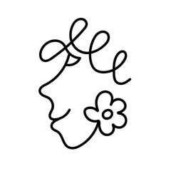 Woman profile vector icon, abstract hand drawn face. One line pictogram. Outline contour head, simple illustration