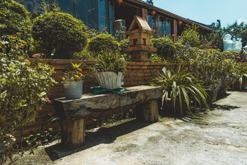 view of Tea Pagoda (Vietnamese language is Chua Tra) in Bao loc city, Lam Dong province, Vietnam....