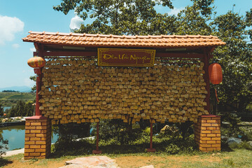 view of Tea Pagoda (Vietnamese language is Chua Tra) in Bao loc city, Lam Dong province, Vietnam....