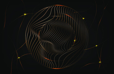 abstract modern background. golden circles and lines technology. vector illustration.