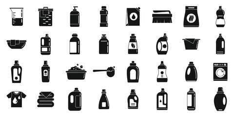 Fabric softener icons set, simple style