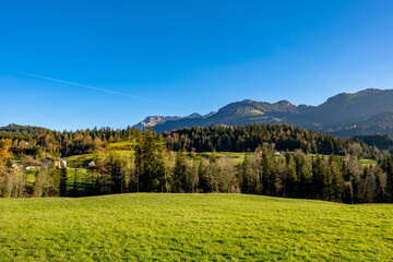 Obraz premium Meadow landscape with mountains