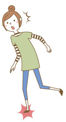 つまずく若い女性 ママ