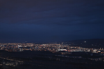 night view of the city. Krasnoyarsk at night.