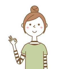 OKサインをする若い女性 ママ