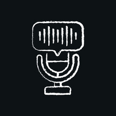 Microphone voice message chalk icon. Podcast. Thin line flat vector illustration.