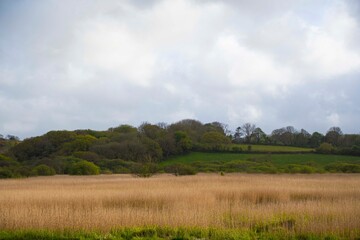 Fishguard  landscape  on a  cloudy  sun  day  holiday  destination