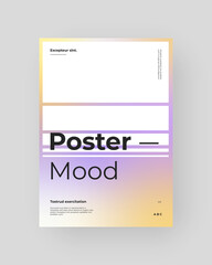 Obraz premium Abstract Placard, Poster, Flyer, Banner Design. Colorful gradient figure on vertical A4 format. Holographic effect. Decorative neon backdrop. Gradient shapes and large typography. Vector Eps10.