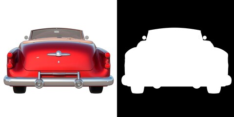 convertible sport car city tourism luxury transport 1 1950s - back view white background alpha png 3D Rendering Ilustracion 3D