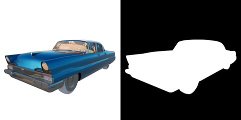 car city tourism transport 2 1950s - perspective view white background alpha png 3D Rendering Ilustracion 3D