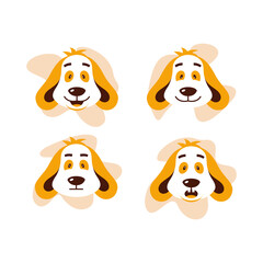 Four Dog Face Expression Cute Vector Illustration