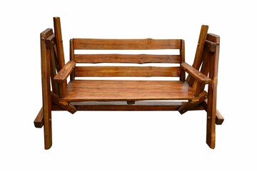 Old wooden bench isolated on white background. This has clipping path.
