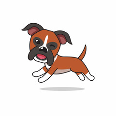 Vector cartoon character happy boxer dog running for design.