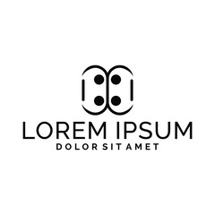 Initial letter C or CC logo template with geometric simplicity robot face illustration in flat design monogram symbol