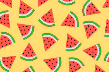 Top view of summer fruit pattern of watermelon slices