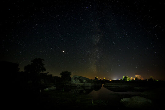 Night photography in Natural Area of Barruecos. Extremadura. Spain.	