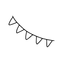 Hand drawn vector doodle illustration of a garland isolated on white background.