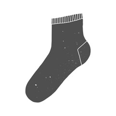 Vector black sock isolated on white. Cute cartoon illustration. 