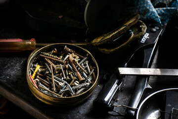 Workbench with screws