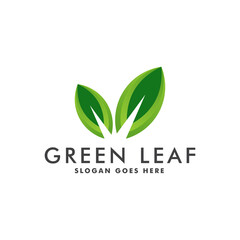 Green leaf logo design template vector illustration