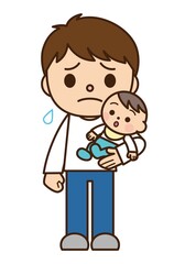 パパ 赤ちゃん しょんぼり