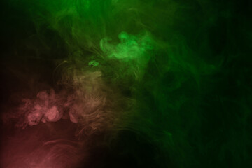 Green and pink steam on a black background.