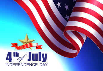 Festive illustration with USA flag element, design component, independence day