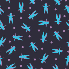 abstraction from outlines of people and dots on a dark background, pattern