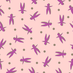 Silhouette of man, dots on a gently pink background pattern