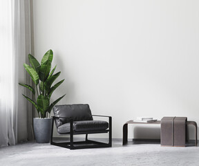 modern room interior in gray tones, white empty wall mock up, 3d rendering © Oleksandr