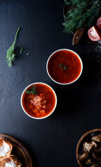 red soup in a white plate