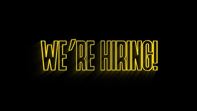neon We're hiring intro animation. We're hiring text reveal title construction.