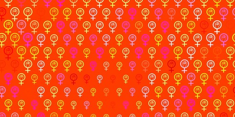 Light Multicolor vector backdrop with women power symbols.