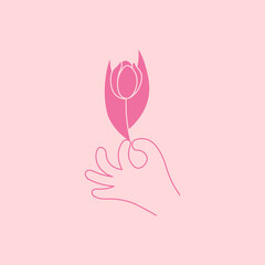 Hand with flower abstract logo design template