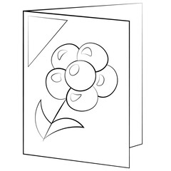 Single element Greeting card. Draw illustration in black and white