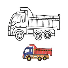 cars truck kids cartoon pictures road dump truck doodle sketch patern seamless print textile coloring book. Road signs traffic light
