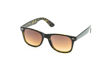 brown sunglasses on white background