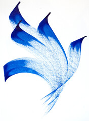 blue abstract ink strokes isolated
