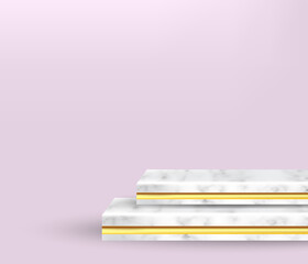 White marble podiums with golden frames Vector