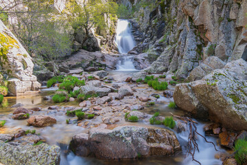 Cityscape of the Purgatory Waterfall (Rascafria, Spain)