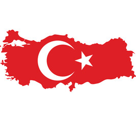 Map Flag of Turkey isolated on white background. Vector illustration eps 10